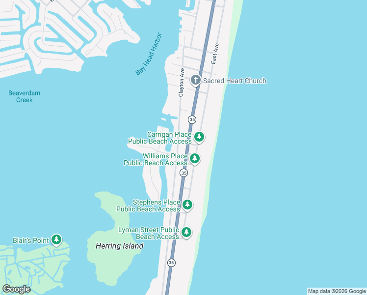 map of restaurants, bars, coffee shops, grocery stores, and more near 201 Bergen Avenue in Mantoloking