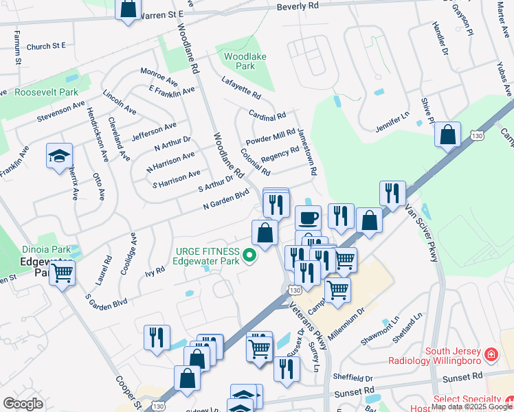 map of restaurants, bars, coffee shops, grocery stores, and more near 6 Danbury Court in Beverly