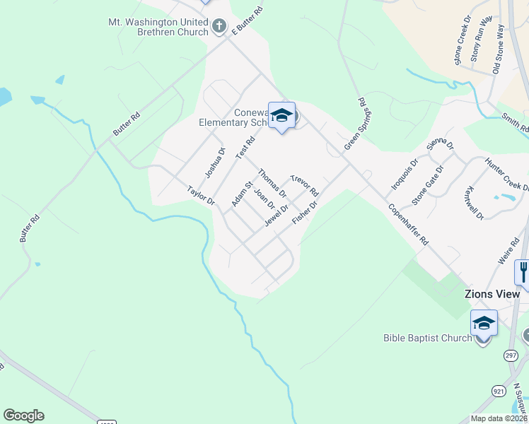 map of restaurants, bars, coffee shops, grocery stores, and more near 130 Jewel Drive in York