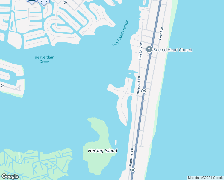 map of restaurants, bars, coffee shops, grocery stores, and more near 219 Channel Lane in Mantoloking