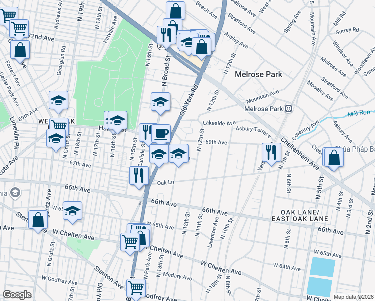map of restaurants, bars, coffee shops, grocery stores, and more near in Philadelphia
