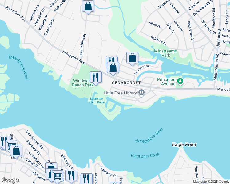 map of restaurants, bars, coffee shops, grocery stores, and more near 312 Seminole Lane in Brick