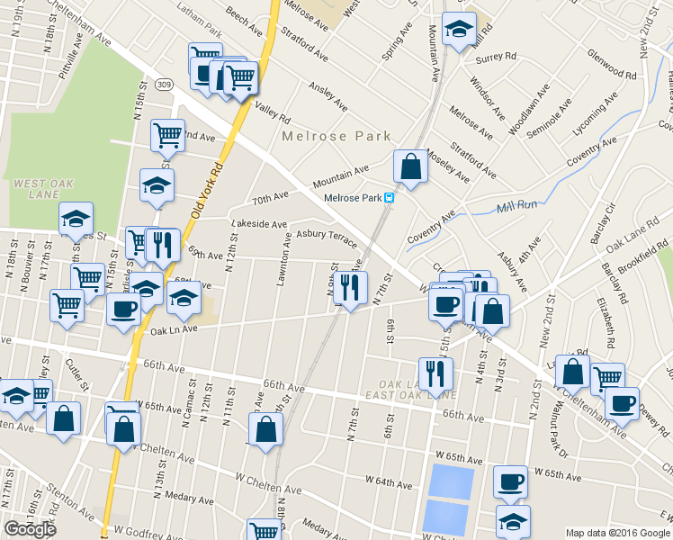 map of restaurants, bars, coffee shops, grocery stores, and more near 905 69th Avenue in Philadelphia