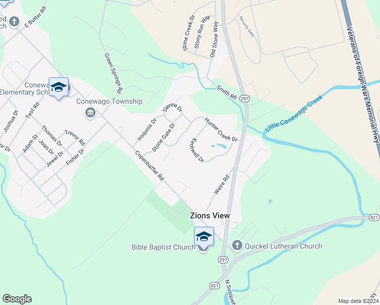 map of restaurants, bars, coffee shops, grocery stores, and more near 510 Kentwell Drive in York