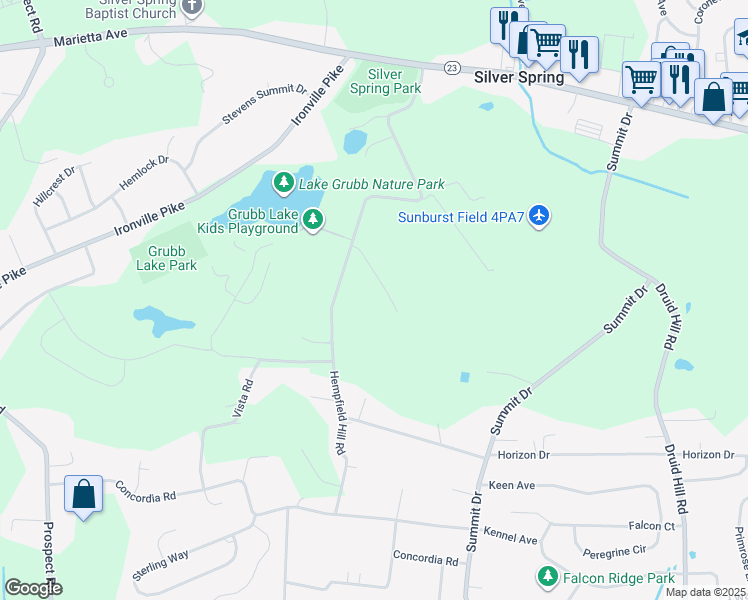 map of restaurants, bars, coffee shops, grocery stores, and more near 660 Hempfield Hill Road in Columbia