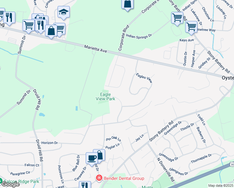 map of restaurants, bars, coffee shops, grocery stores, and more near 705 Oxford Road in Lancaster