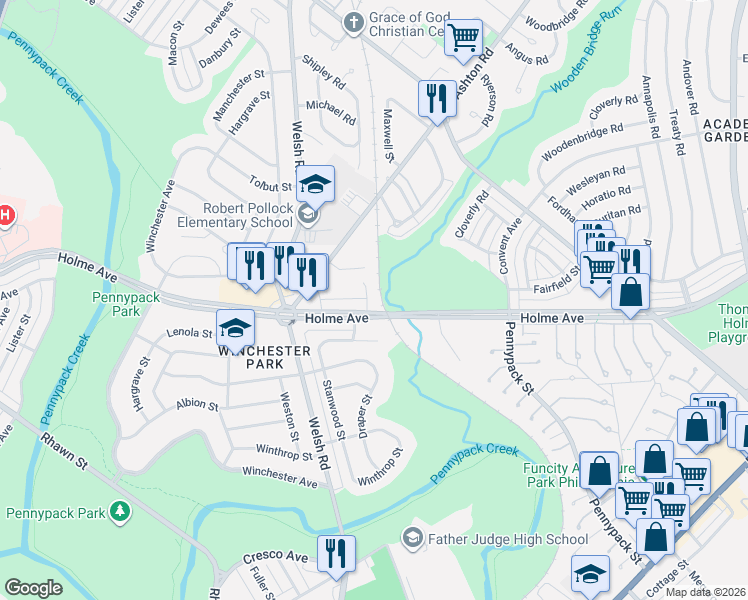 map of restaurants, bars, coffee shops, grocery stores, and more near 8922 Lewin Place in Philadelphia