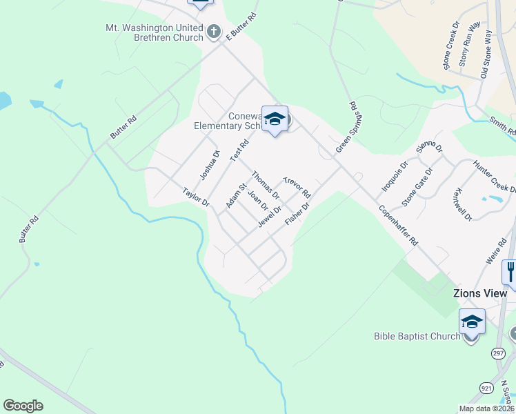 map of restaurants, bars, coffee shops, grocery stores, and more near 45 Joan Drive in York