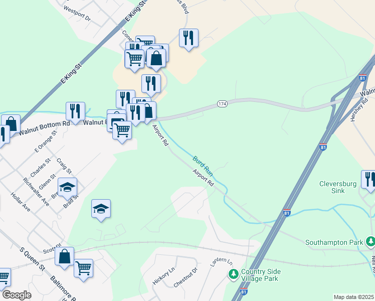 map of restaurants, bars, coffee shops, grocery stores, and more near in Shippensburg