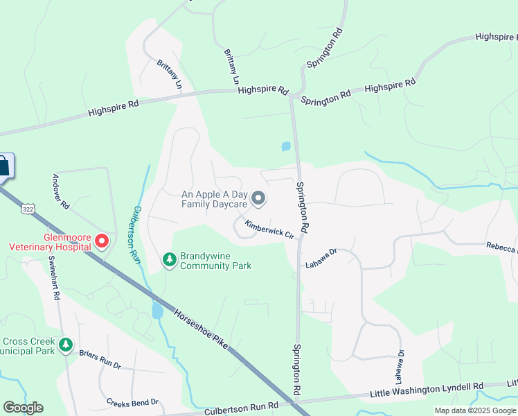 map of restaurants, bars, coffee shops, grocery stores, and more near 16 Bridle Court East in Glenmoore