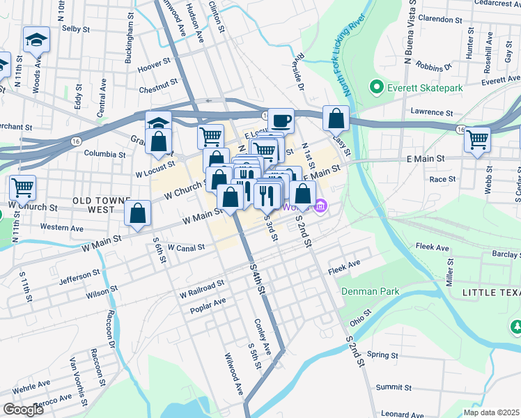map of restaurants, bars, coffee shops, grocery stores, and more near 5 South 3rd Street in Newark