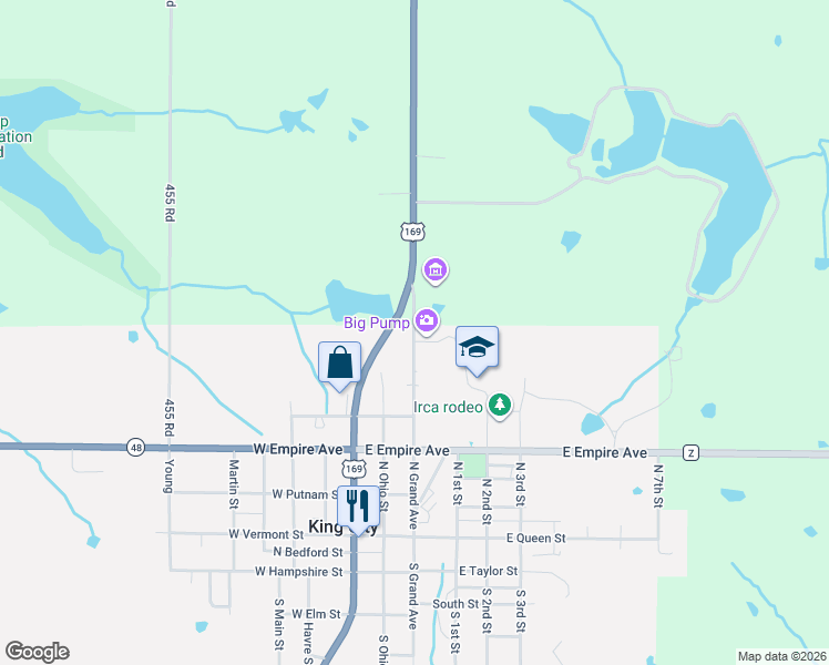 map of restaurants, bars, coffee shops, grocery stores, and more near 500 North Grand Avenue in King City