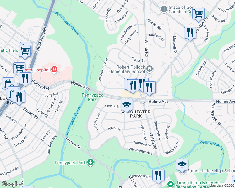 map of restaurants, bars, coffee shops, grocery stores, and more near 2932 Walnut Hill Street in Philadelphia