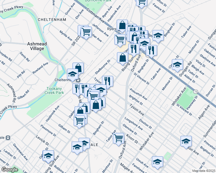 map of restaurants, bars, coffee shops, grocery stores, and more near in Philadelphia
