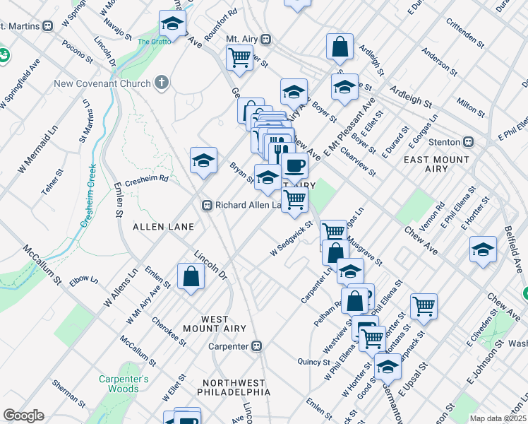 map of restaurants, bars, coffee shops, grocery stores, and more near in Philadelphia