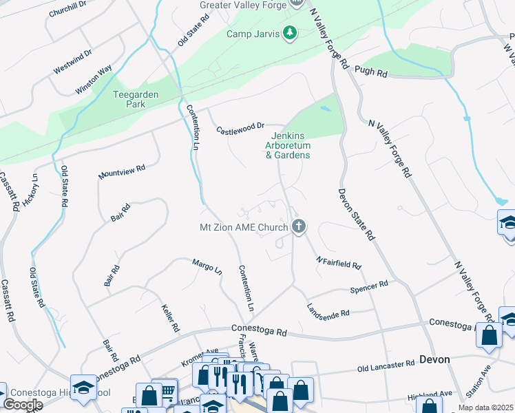 map of restaurants, bars, coffee shops, grocery stores, and more near 10 Chamond in Devon