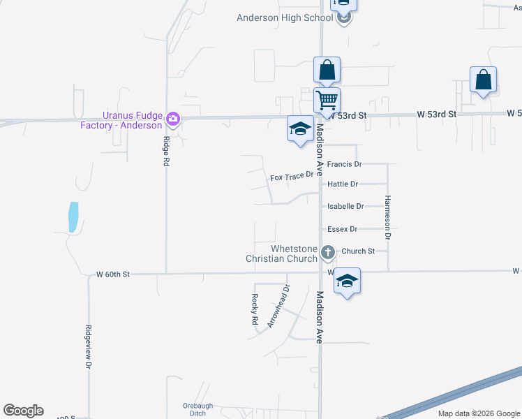 map of restaurants, bars, coffee shops, grocery stores, and more near 1234 Squirrel Ridge Road in Anderson