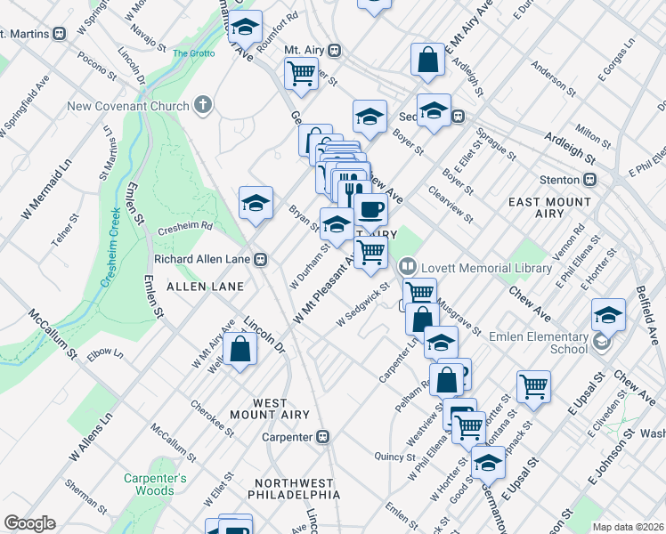 map of restaurants, bars, coffee shops, grocery stores, and more near in Philadelphia
