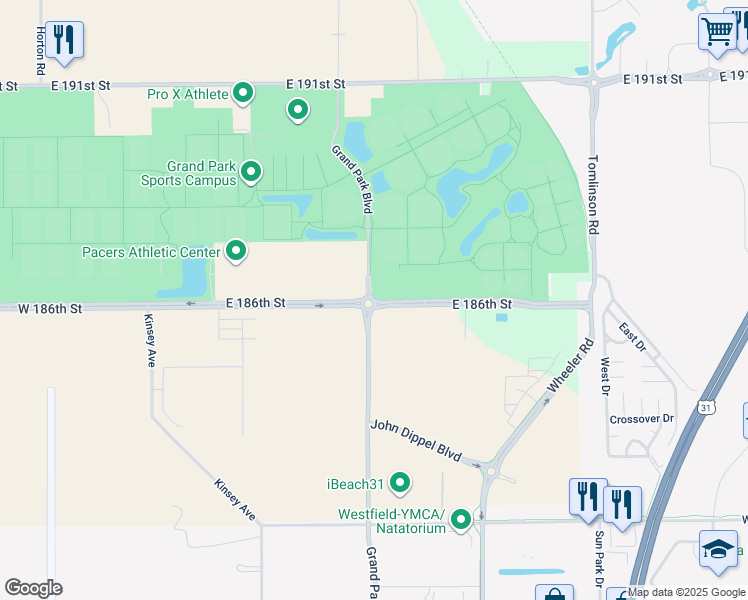 map of restaurants, bars, coffee shops, grocery stores, and more near 0 West 186th Street in Westfield