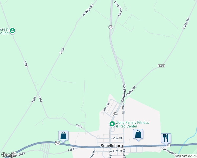 map of restaurants, bars, coffee shops, grocery stores, and more near in Schellsburg