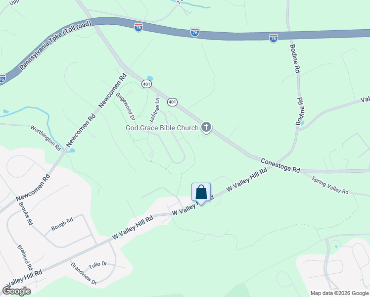 map of restaurants, bars, coffee shops, grocery stores, and more near 39 Sagewood Drive in Malvern
