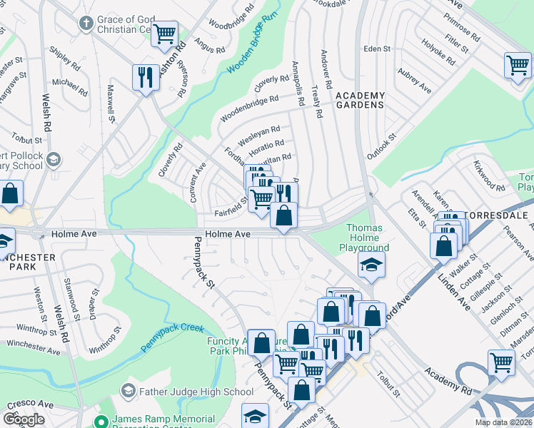 map of restaurants, bars, coffee shops, grocery stores, and more near 3140 Willits Road in Philadelphia