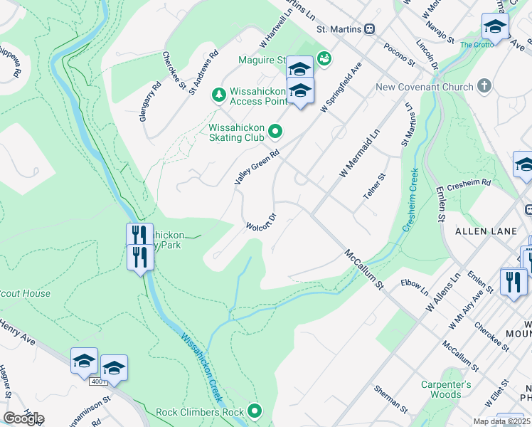 map of restaurants, bars, coffee shops, grocery stores, and more near 722 Wolcott Drive in Philadelphia