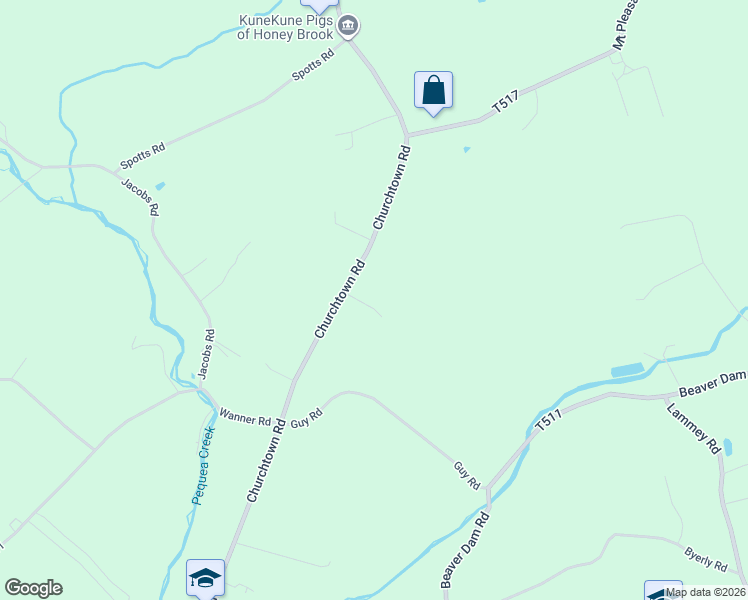 map of restaurants, bars, coffee shops, grocery stores, and more near 345 Churchtown Road in Narvon