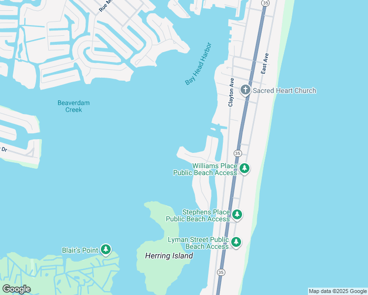 map of restaurants, bars, coffee shops, grocery stores, and more near 226 Channel Lane in Mantoloking
