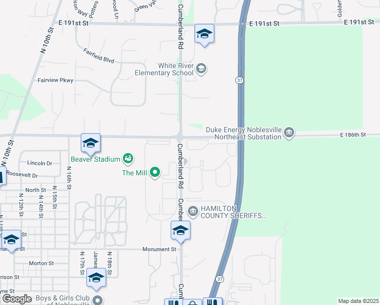 map of restaurants, bars, coffee shops, grocery stores, and more near 9859 Traditions Lane in Noblesville