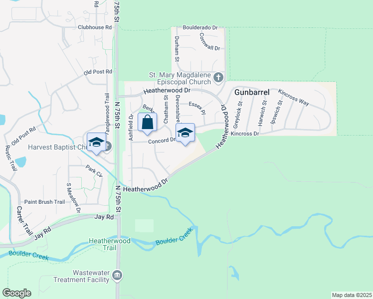 map of restaurants, bars, coffee shops, grocery stores, and more near 7750 Concord Drive in Boulder