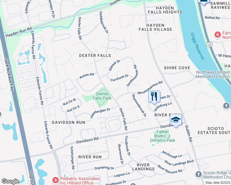 map of restaurants, bars, coffee shops, grocery stores, and more near 3727 Lifford Court in Columbus