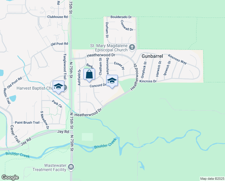 map of restaurants, bars, coffee shops, grocery stores, and more near 7750 Concord Drive in Boulder