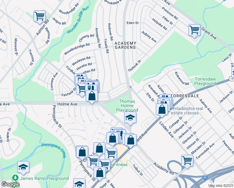 map of restaurants, bars, coffee shops, grocery stores, and more near 3329 Holme Ave in Philadelphia