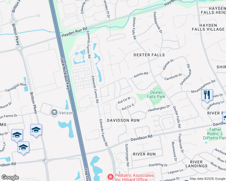 map of restaurants, bars, coffee shops, grocery stores, and more near 5088 Dinard Way in Columbus