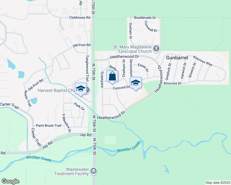 map of restaurants, bars, coffee shops, grocery stores, and more near 4553 Canterbury Drive in Boulder