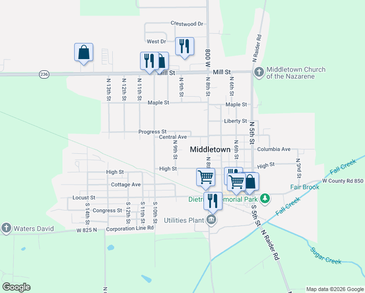 map of restaurants, bars, coffee shops, grocery stores, and more near 872 Columbia Avenue in Middletown