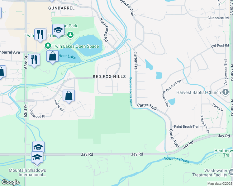 map of restaurants, bars, coffee shops, grocery stores, and more near 6826 Bugle Court in Boulder