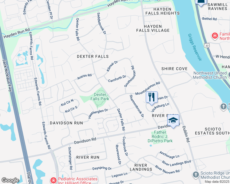 map of restaurants, bars, coffee shops, grocery stores, and more near 3727 Lifford Court in Columbus