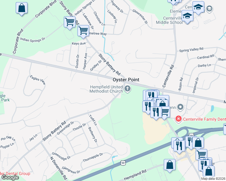 map of restaurants, bars, coffee shops, grocery stores, and more near 3135 Sandstone Dr in Lancaster