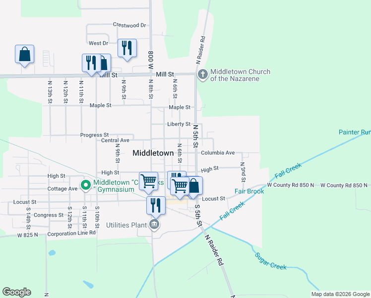 map of restaurants, bars, coffee shops, grocery stores, and more near 530 Columbia Avenue in Middletown