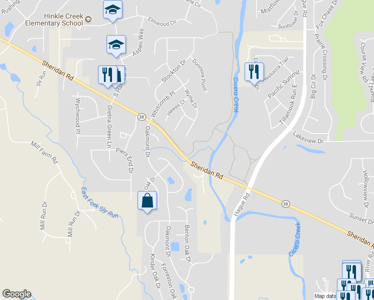 map of restaurants, bars, coffee shops, grocery stores, and more near 1616 Sheridan Road in Noblesville