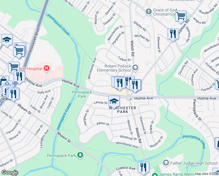map of restaurants, bars, coffee shops, grocery stores, and more near 2932 Walnut Hill Street in Philadelphia