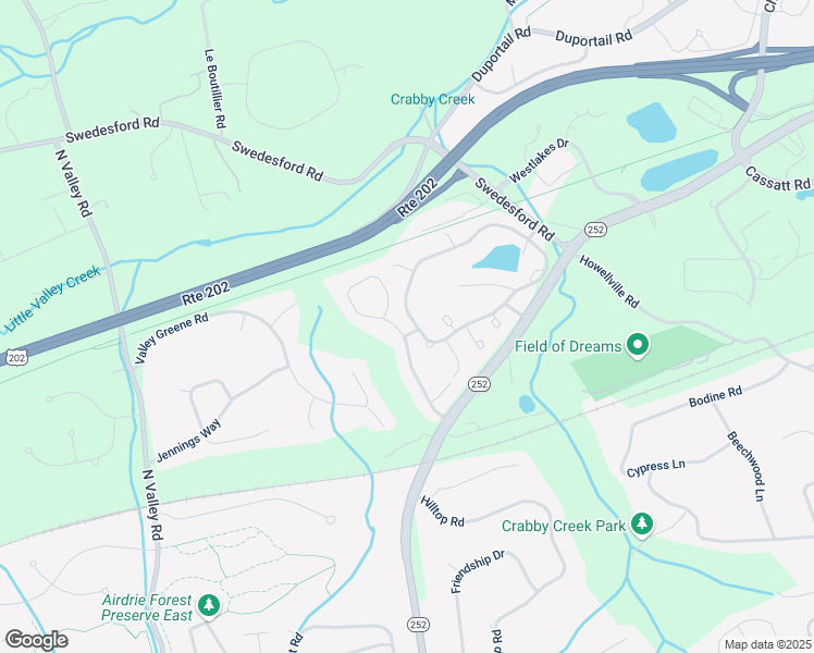 map of restaurants, bars, coffee shops, grocery stores, and more near 95 Daylesford Boulevard in Berwyn