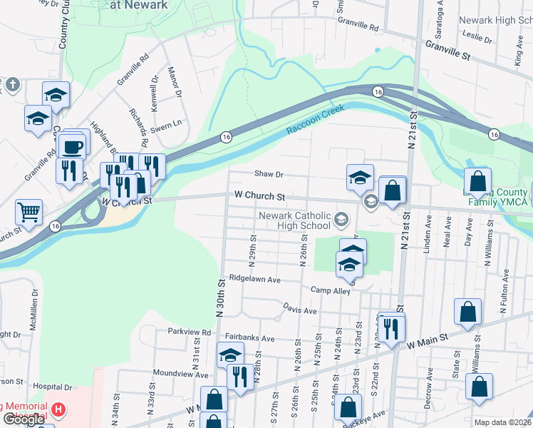 map of restaurants, bars, coffee shops, grocery stores, and more near 990 Lawnview Avenue in Newark