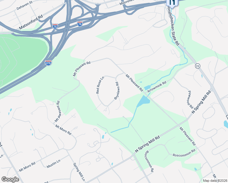 map of restaurants, bars, coffee shops, grocery stores, and more near 1130 Brynlawn Road in Villanova
