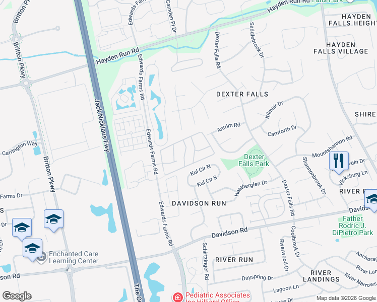 map of restaurants, bars, coffee shops, grocery stores, and more near 5088 Dinard Way in Columbus