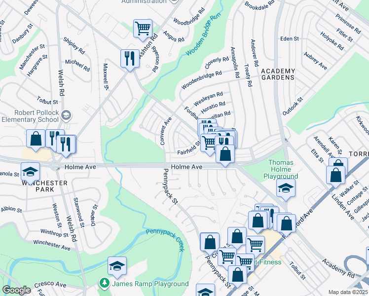 map of restaurants, bars, coffee shops, grocery stores, and more near 3123 Fairfield Street in Philadelphia
