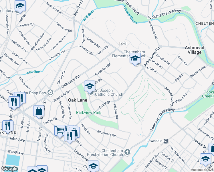map of restaurants, bars, coffee shops, grocery stores, and more near 119 Hilldale Road in Montgomery County