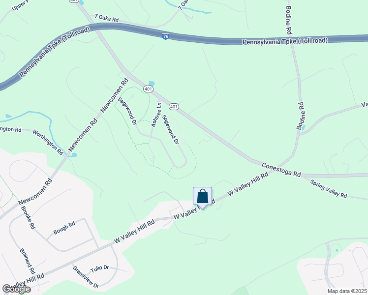 map of restaurants, bars, coffee shops, grocery stores, and more near 39 Sagewood Drive in Malvern